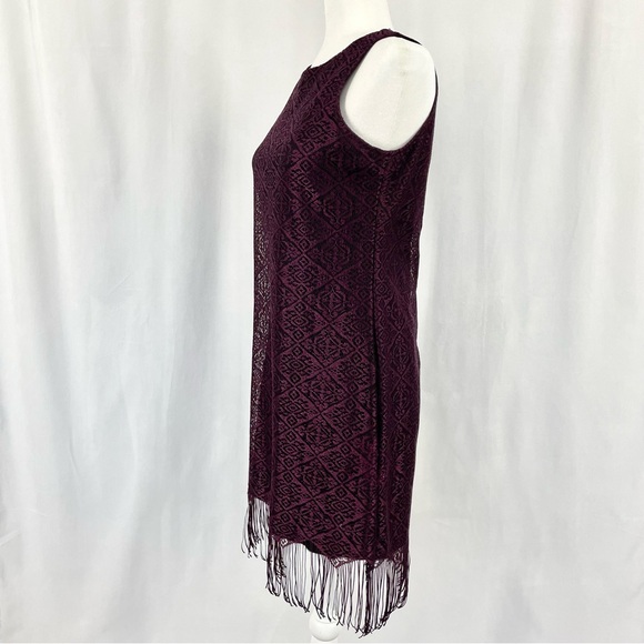 Vintage DBYLtd 20’s Short Sleeve Flapper Gatsby Mini Fringe Dress M Purple Black - Picture 11 of 12
